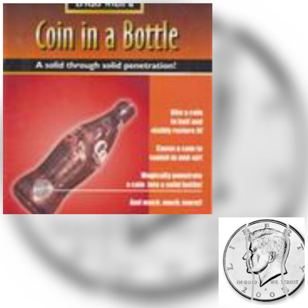 COIN IN BOTTLE Tango folding half real US half dollar + 40 trick book