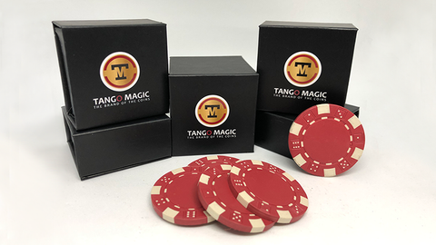 Expanded Shell Poker Chip Red plus 4 Regular Chips by Tango magic