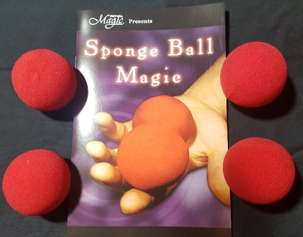 4 RED SPONGE BALLS + Sponge Ball Magic Book ez to learn!